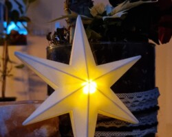 Kerstster<br>€22,99 Sfeervolle 3D-geprinte kerstster met warm lichteffect, gemaakt van wit duurzaam materiaal.
