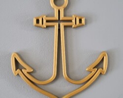 Gouden Anker<br>€29,99 Detailopname van de gouden glans en facetranden van het 3D-geprinte anker.